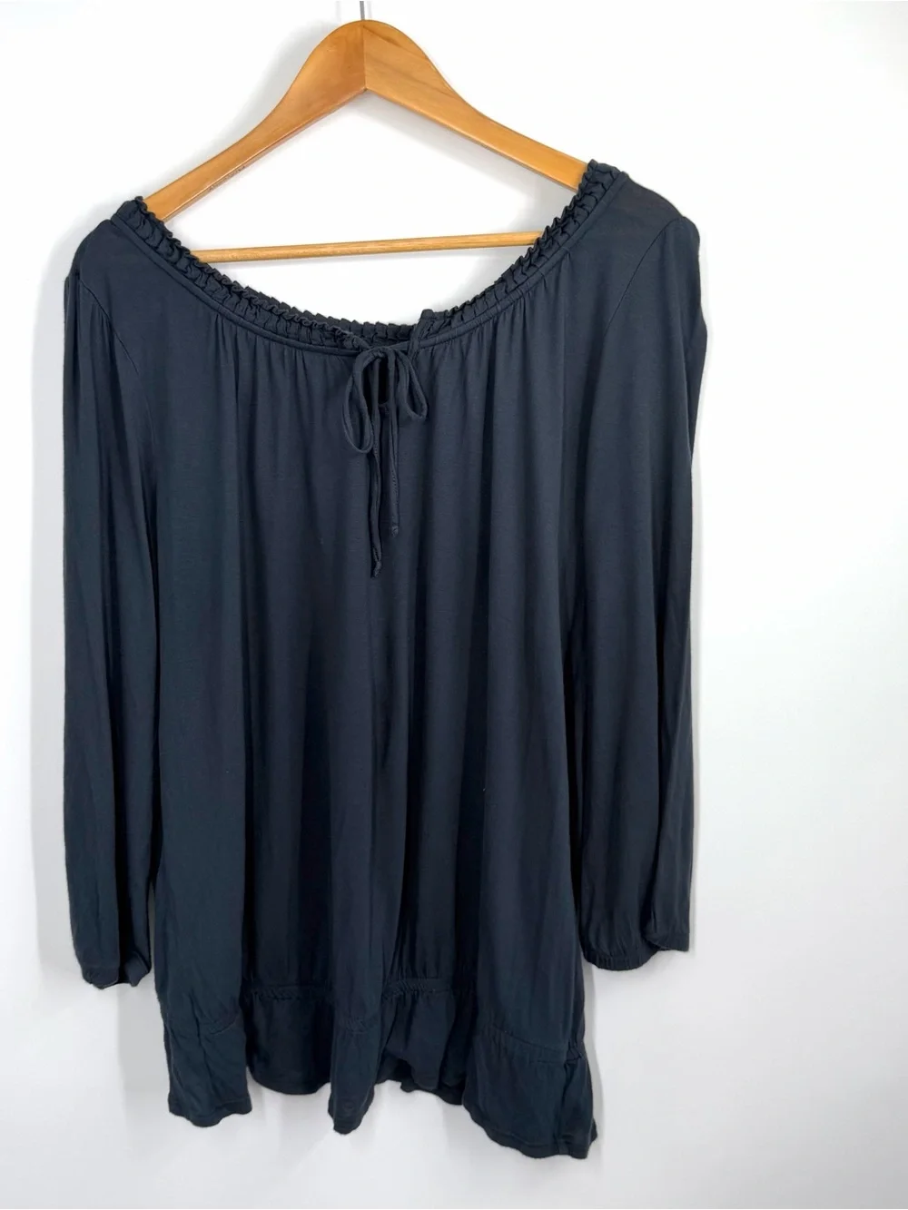 Banana Republic Navy Boatneck Relaxed Peasant Blouse